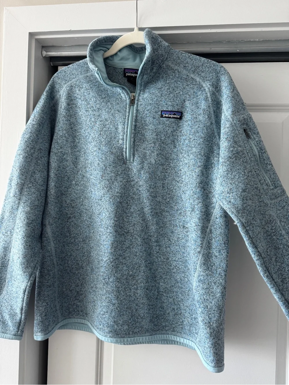 Patagonia Heathered Light Blue Quarter-Zip Fleece Pullover